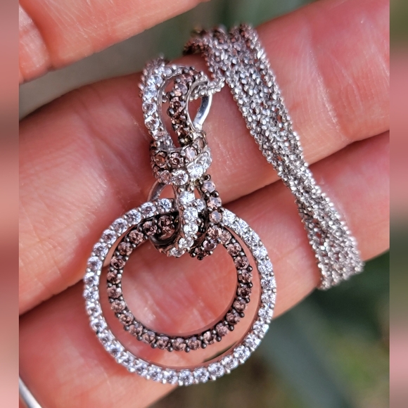 Jewelry - Designer VICTORIA Wieck 925 Sterling Silver sparkling Champagne & White CZ neckl